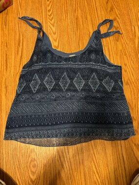 Converse Navy Patterned Tie-Strap Tank Top